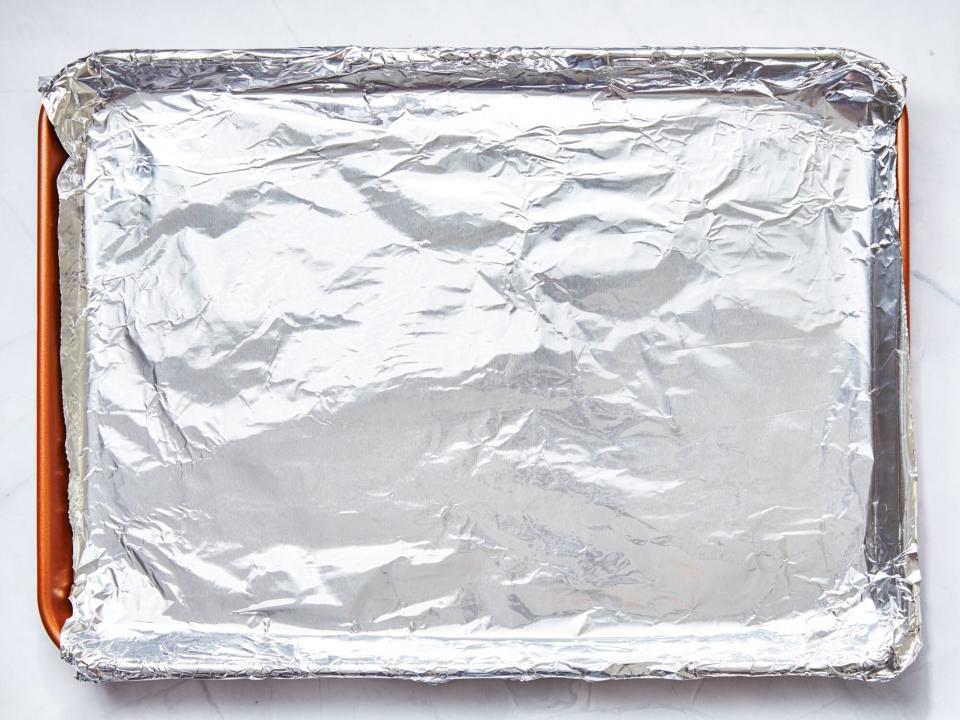 pan covered in aluminum foil