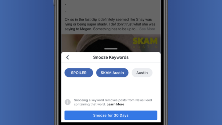 Last year, Facebook introduced a "Snooze" option that allows you to mute a