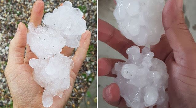 Grafton residents were treated to huge chunks of hail. Source: Instagram