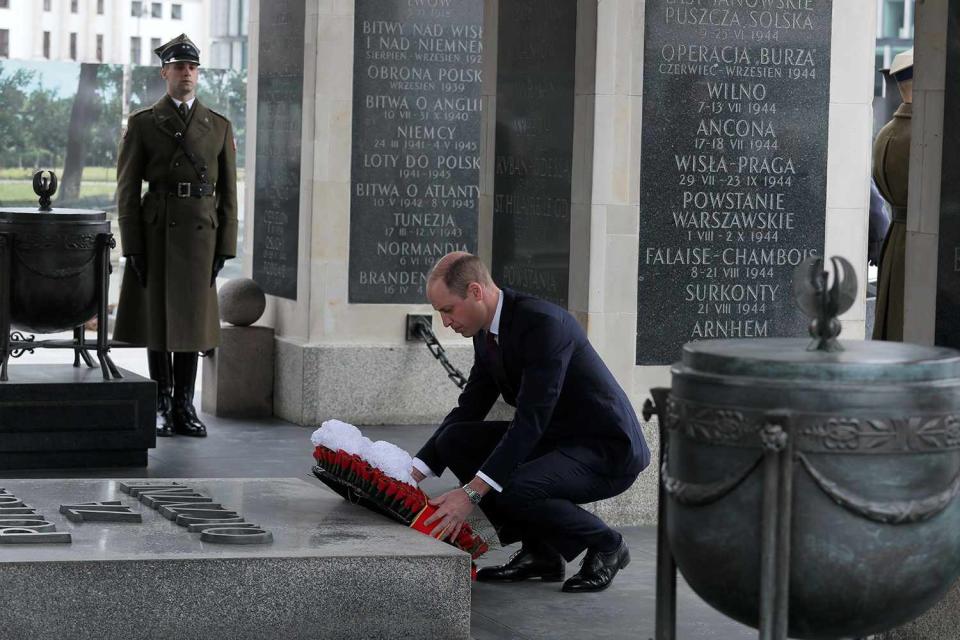 Pawel Supernak/EPA-EFE/Shutterstock  Prince William lays a wreath at the Tomb of the Unknown Soldier in Warsaw, Poland