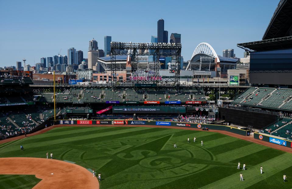 General view of the downtown skyline from T-Mobile Park before the All Star-Futures Game.