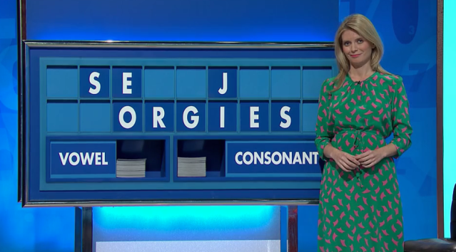 Rachel Riley looked red-faced on yesterday's Countdown. (Channel 4)