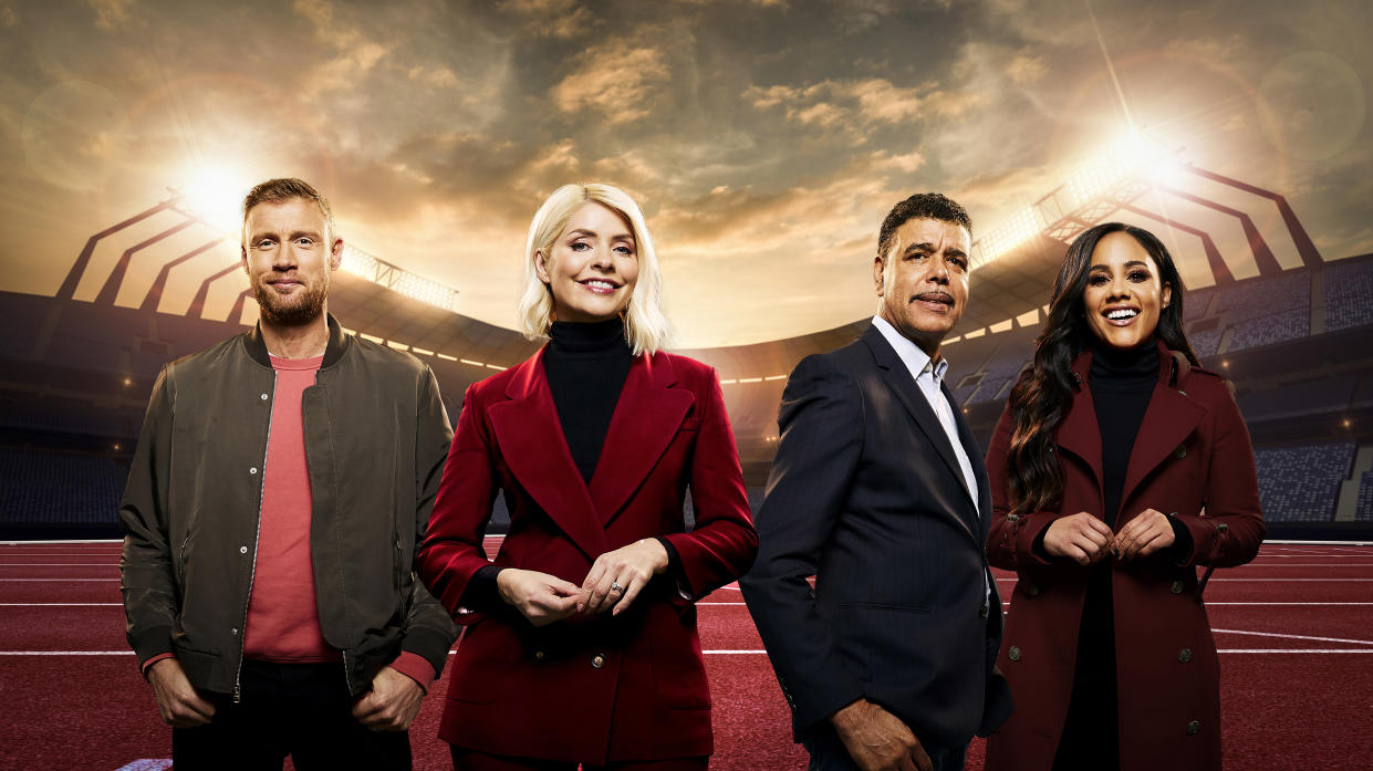 Freddie Flintoff, Holly Willoughby, Chris Kamara and Alex Scott present The Games. (Initial Productions)