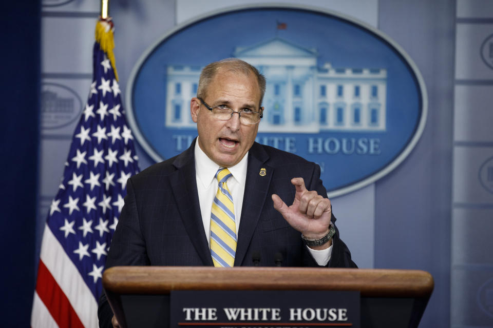 Acting Commissioner of Customs and Border Protection Mark Morgan speaks at the White House in Washington, Monday, Sept. 9, 2019. (AP Photo/Carolyn Kaster)