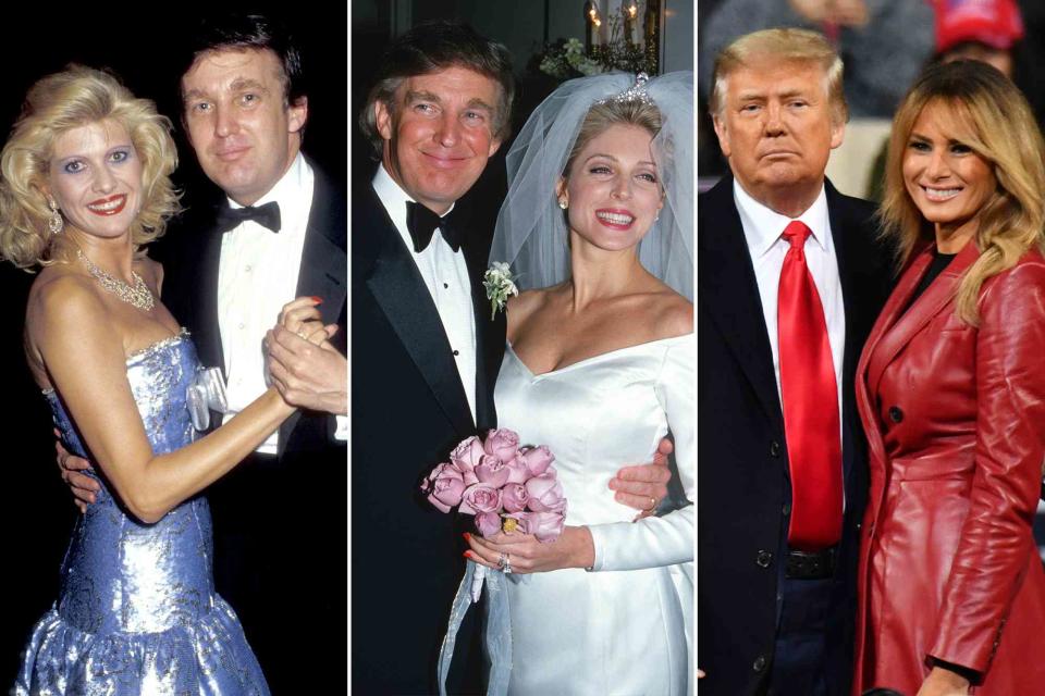 <p>Ron Galella, Ltd./Ron Galella Collection/Getty ;  Sonia Moskowitz/Getty ; Peter Zay/Anadolu Agency/Getty </p> Ivana Trump and Donald Trump, ; Donald Trump and Marla Maples pose on their wedding day on December 20, 1993. ; Donald J. Trump and Melania Trump with the Republican National Committee on December 5, 2020. 