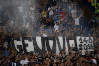 Supporters of Genoa, like the ones pictured on August 18, 2018, will stand in silence for 43 minutes -- "one for each child, worker, student, father or mother who is no longer with us" -- during the upcoming Serie A game against Empoli