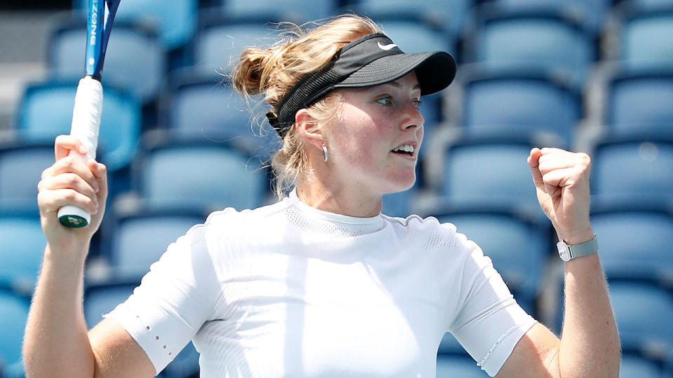 Pictured here, Olivia Gadecki cheers during a tennis match.