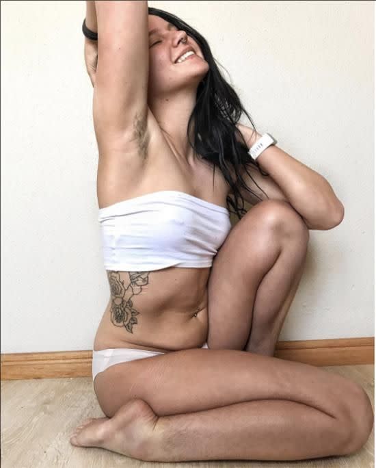 Blogger Sara Puhto shared this image of her unshaven armpit hair with her 106,000 followers. Photo: Instagram