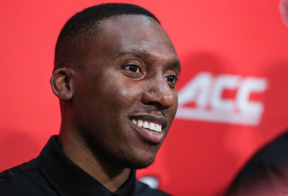 UofL assistant basketball coach Nolan Smith during his introductory press conference Monday afternoon. Smith came from Duke University, where he was noted as a strong recruiter and up-and-coming coach. April 11, 2022