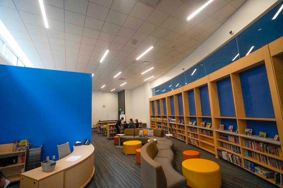 The new school includes a library area.