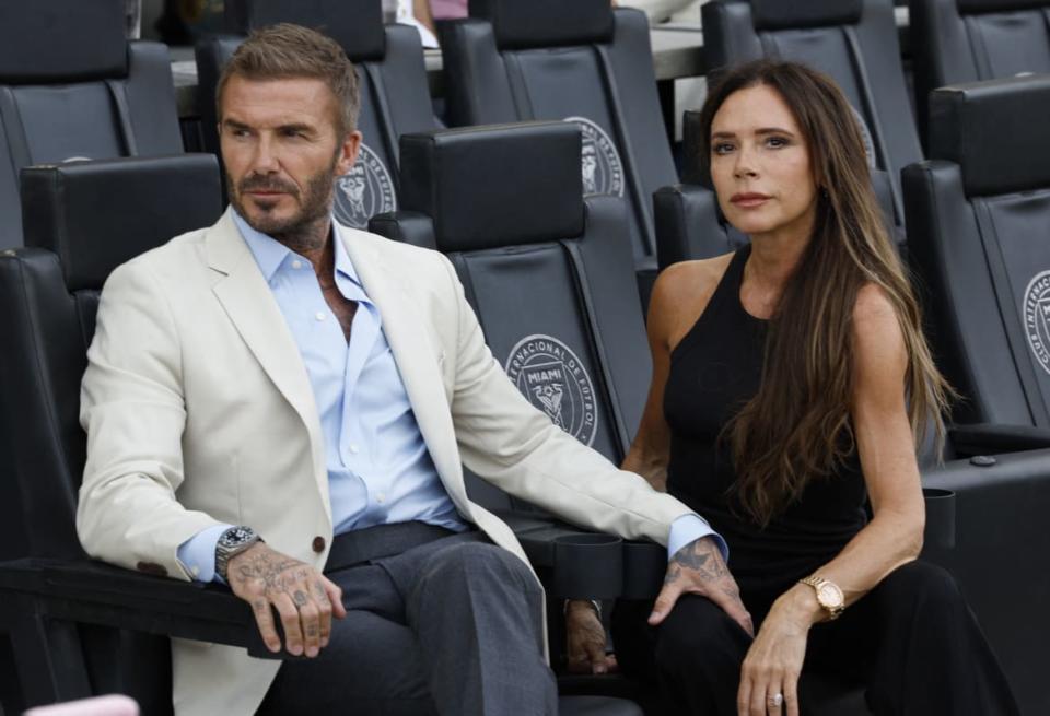 <div class="inline-image__caption"><p>Soccer Football - Leagues Cup - Group J - Inter Miami v Atlanta United, July 25, 2023. Inter Miami's owner David Beckham, left, with Victoria Beckham before the match.</p></div> <div class="inline-image__credit">REUTERS/Marco Bello</div>