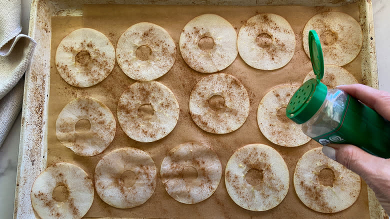 apples on baking sheet