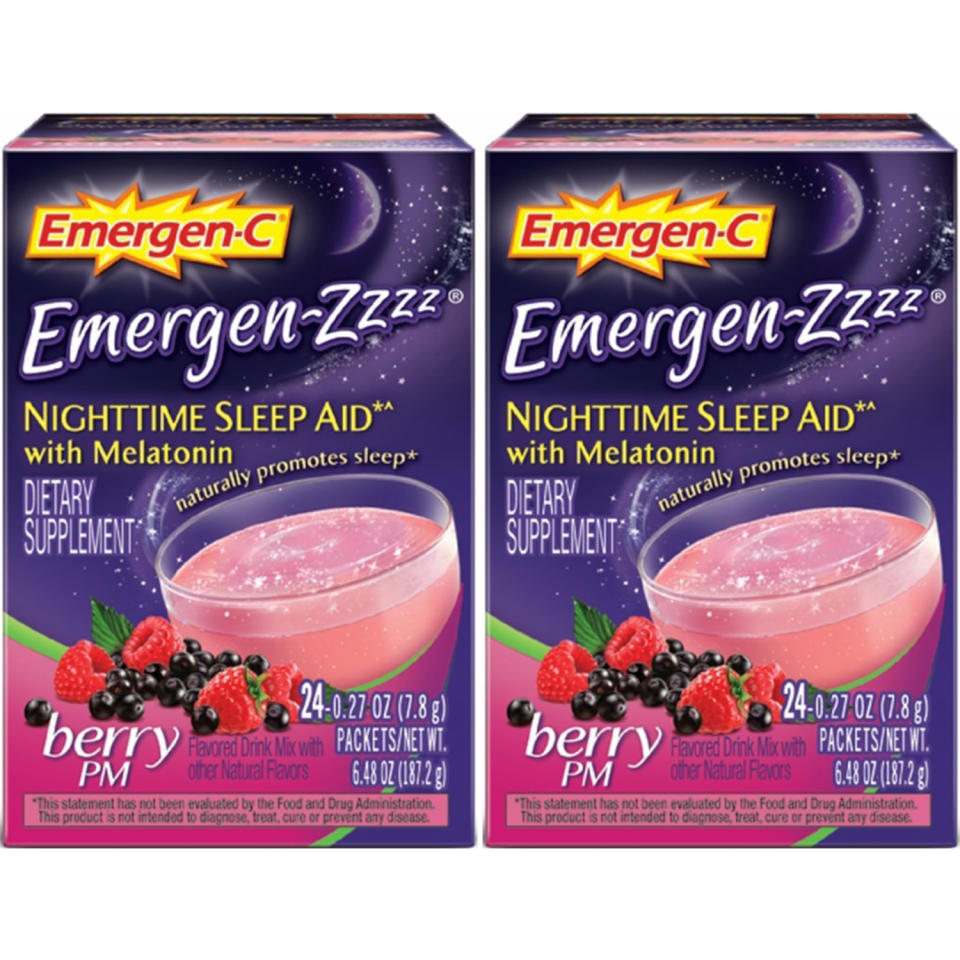 2 Pack Emergen-C Emergen-Zzzz Nighttime Sleep Aid w/ Melatonin. (Photo: Walmart)