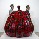 The artwork Pumpkin (2018) by Japanese artist Yayoi Kusama is on display at the international art show Art Basel, in Basel, Switzerland, Tuesday, June 11, 2024. (Georgios Kefalas/Keystone via AP)