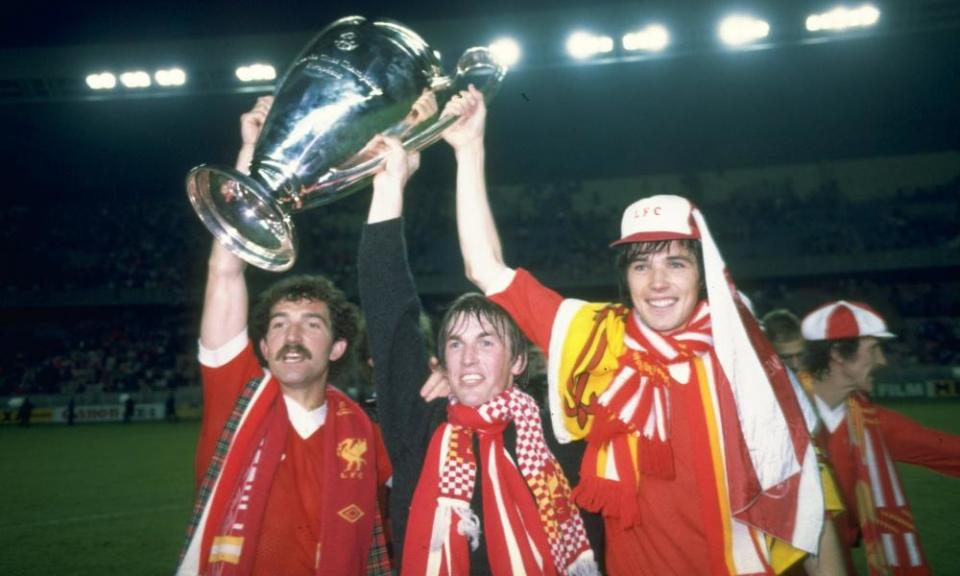Graeme Souness, Kenny Dalglish and Alan Hansen with the 1981 European Cup in Paris.