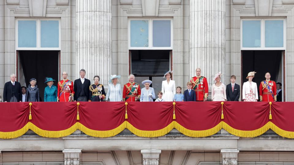 The working royals on the Balcony at Buckingham Palace.