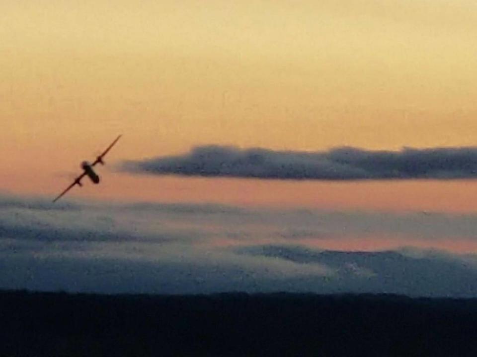 The empty passenger airplane, stolen from the Seattle-Tacoma airport, making an unlikely upside-down aerial loop, then flying low over Puget Sound before crashing into the sparsely populated Ketron Island (Getty)