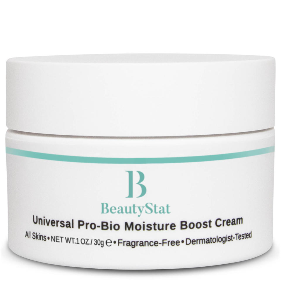 <p><a href="https://www.amazon.com/BeautyStat-Cosmetics-Universal-Hyaluronic-Moisturizer/dp/B0862CZCK3?tag=syn-yahoo-20&ascsubtag=%5Bartid%7C10054.g.22838810%5Bsrc%7Cyahoo-us" rel="nofollow noopener" target="_blank" data-ylk="slk:Shop Now;elm:context_link;itc:0;sec:content-canvas" class="link ">Shop Now</a></p><p>Universal Pro-Bio Moisture Boost Cream</p><p>amazon.com</p><p>$32.00</p>