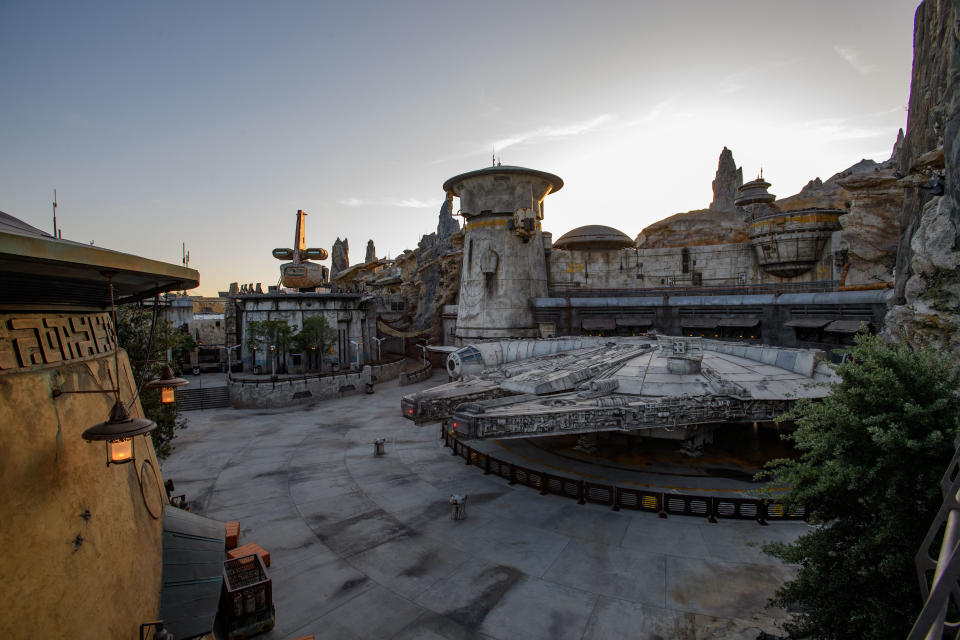 Millennium Falcon docked on Batuu