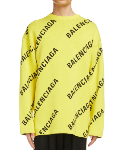 Balenciaga-Logo-Intarsia-Oversize-Crewneck-Sweater