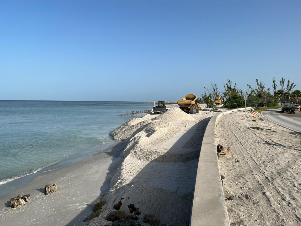 A beach re-nourishment project is underway on Sanibel Island to restore sand that was washed away when Hurricane Ian hit Southwest Florida on Sept. 28, 2022, and also Hurricane Nicole.