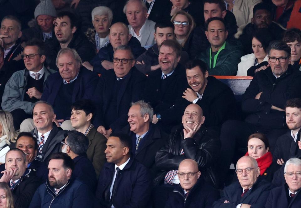 Harry and the lads at the Luton FC game earlier this month (Getty Images)