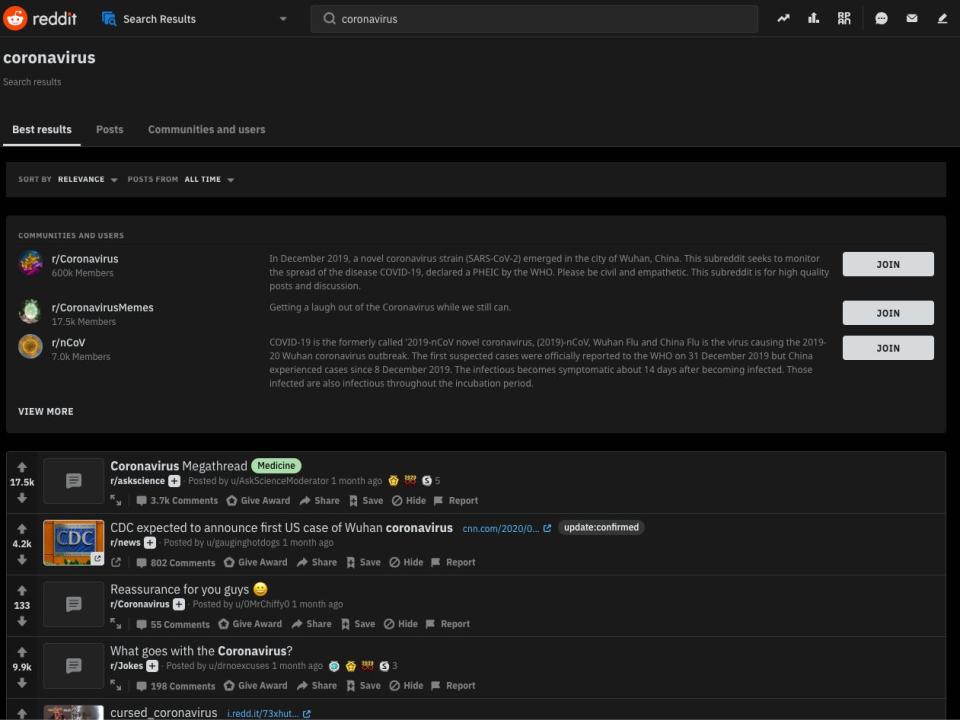 reddit coronavirus