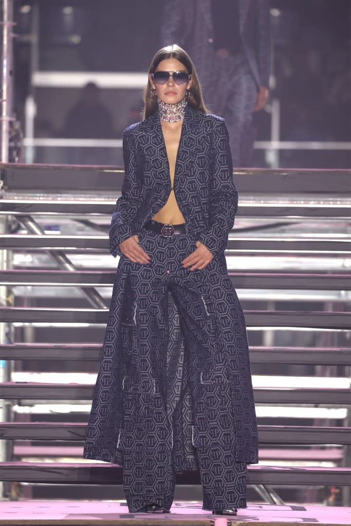 A model in the Philipp Plein fashion show. Getty Images