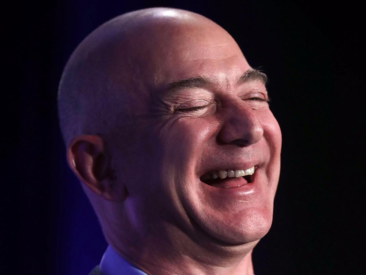 jeff bezos amazon ceo happy laughing smiling