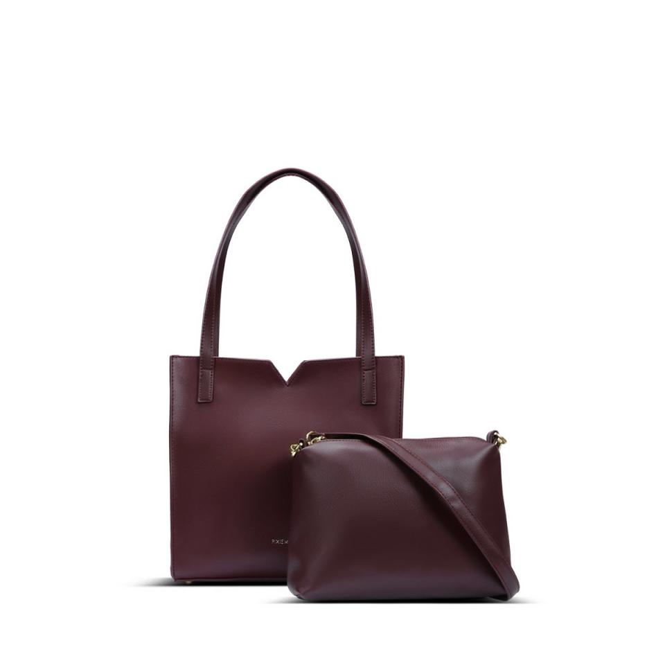 Pixie Mood Ali Tote bag and matching pouch in burgundy