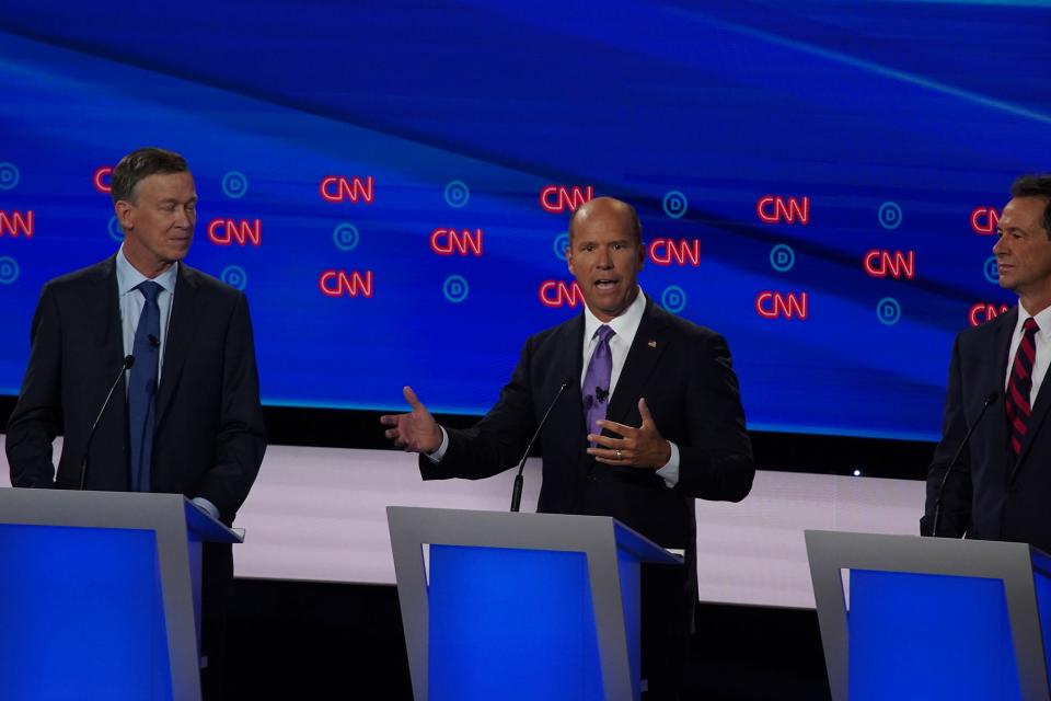 Former Rep. John Delaney speaks during the Democratic presidential debate in Detroit on July 30, 2019.