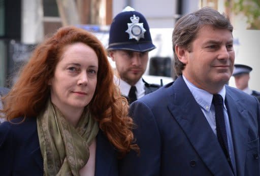 Rebekah Brooks and her husband Charlie Brooks arrive at Westminster Magistrates Court in London