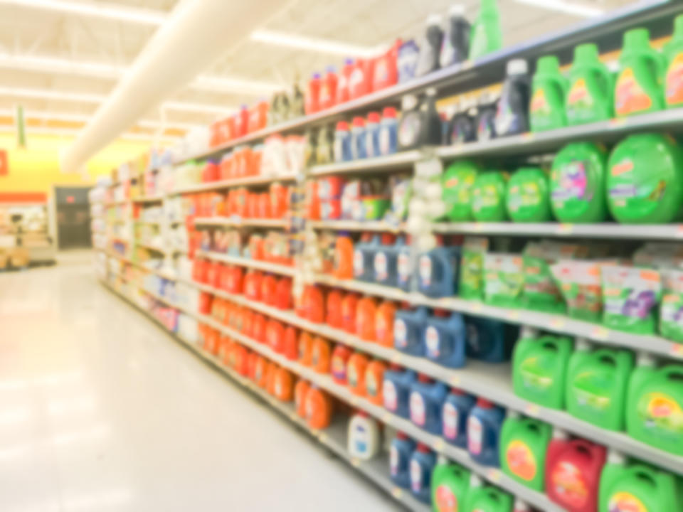 The detergent aisle in a supermarket.