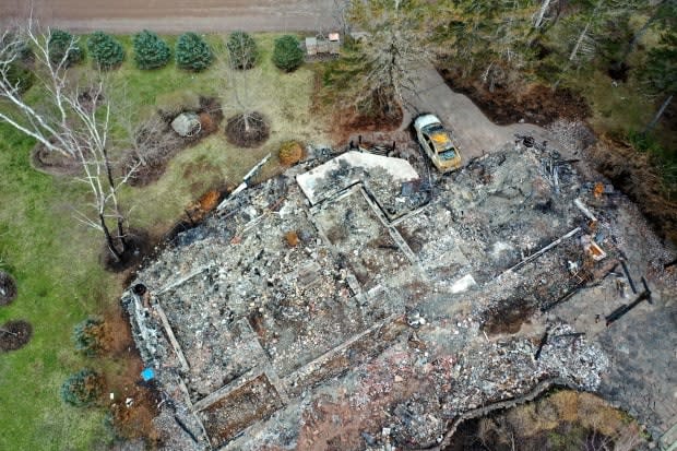 The burned remains of Gabriel Wortman’s cottage in Portapique, N.S. Wortman disguised himself as a Mountie and over the course of 13 hours the night of April 18, 2020, and the following morning travelled nearly 200 kilometres in and around Portapique, killing 22 people.