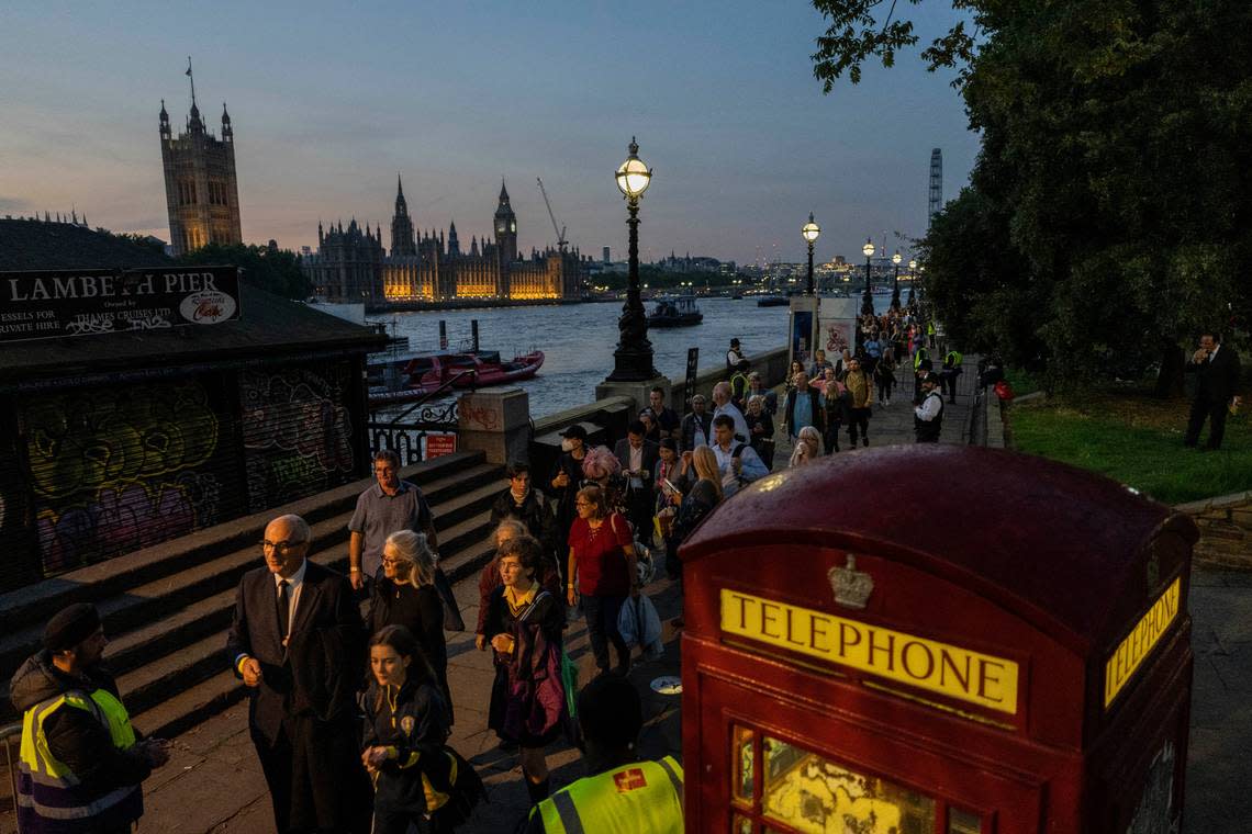 People join The Queue to pay their respects to late Queen Elizabeth II who’s lying in state at Westminster Hall in London.