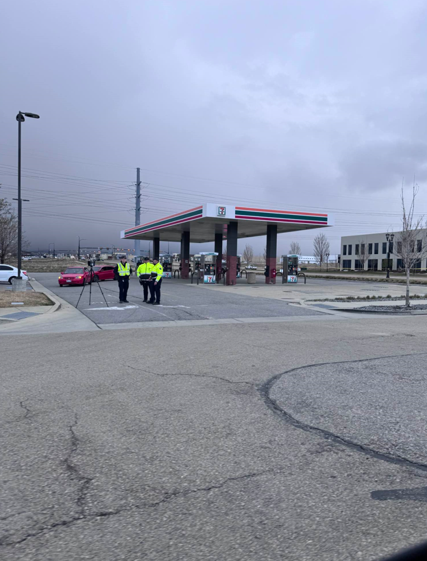 The South Jordan Police Department said a security officer was injured on Sunday afternoon while attempting to stop an alleged vehicle theft on March 31, 2024. The officer was reportedly dragged between 100 and 200 feet and was seriously injured. (KTVX/Jennifer Gardner)