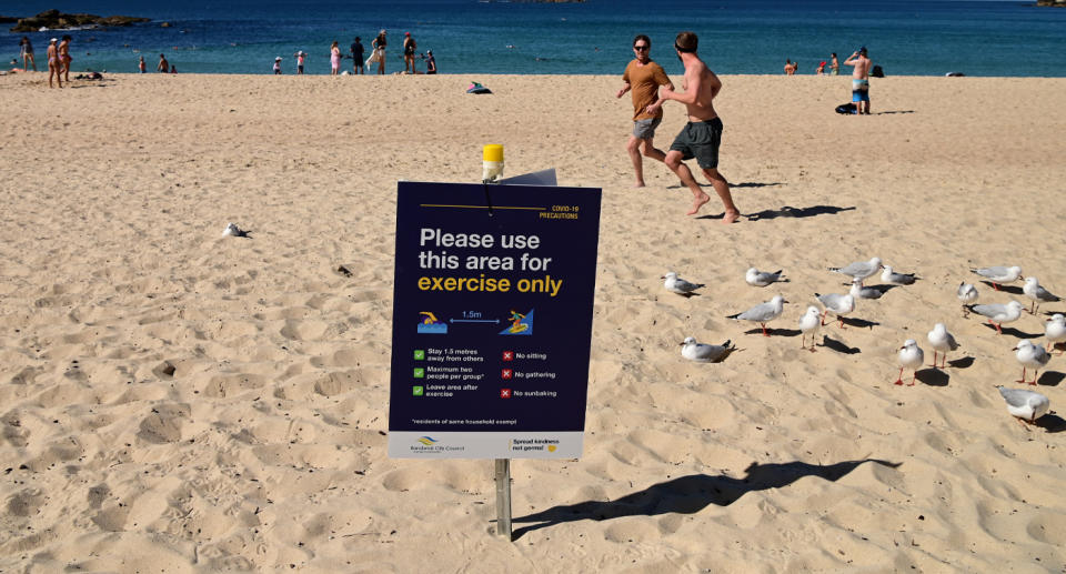 NSW residents are only currently allowed on the beach for the purposes of exercise under the strict rules.