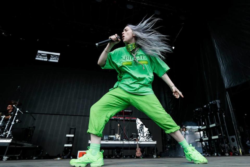 Billie Eilish performs during a concert at West Riverfront Park in Detroit in July 2018.
