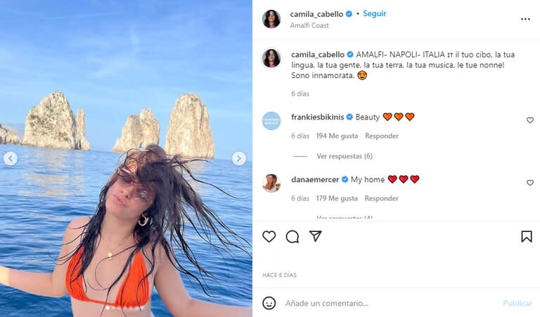 Camila Cabello compartió fragmentos de su viaje en las redes sociales