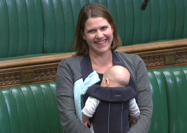 Jo Swinson with baby