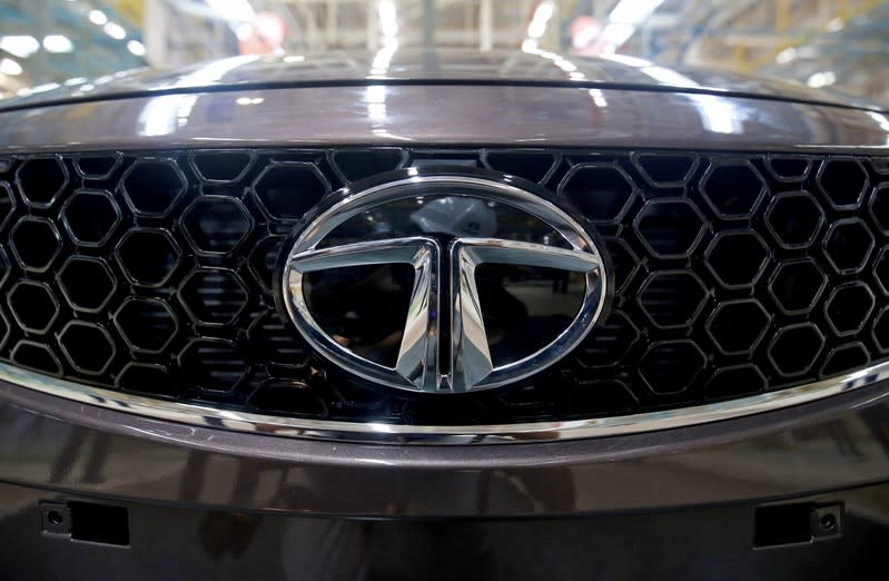 A Tata Tigor car is pictured at the assembly line inside the Tata Motors car plant in Sanand, on the outskirts of Ahmedabad