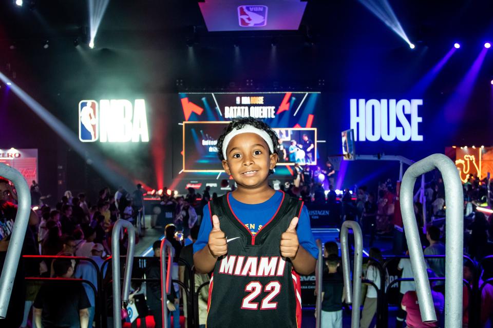 Derick Suzarte, 8, attends NBA House, an NBA Finals watch party and immersive experience in Brazil.