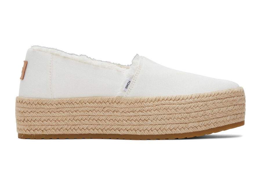 Toms Valencia White Canvas Platform Espadrille