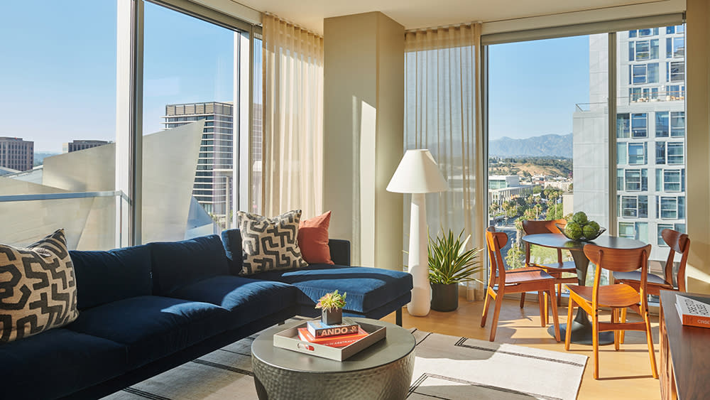 A view from an apartment at The Grand by Gehry in downtown Los Angeles - Credit: Peter Christiansen Valli for The Grand by Gehry