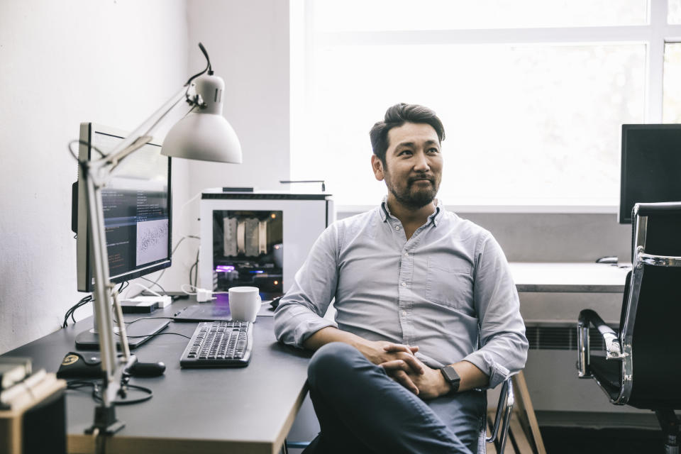 man working in an office