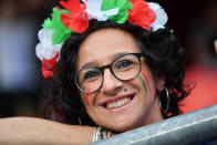 Italian fan is seen during the match between Italy vs Brasil at the FIFA Women's World Cup in France at Stade du Hainaut, on the 18 June 2019.(Photo by Julien Mattia/NurPhoto via Getty Images)