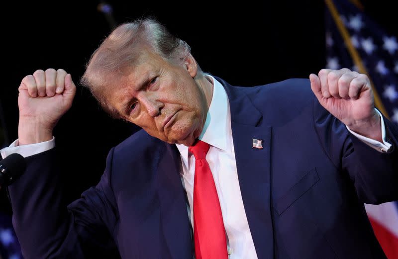 FILE PHOTO: Former U.S. President and Republican presidential candidate Trump holds a rally in Rochester