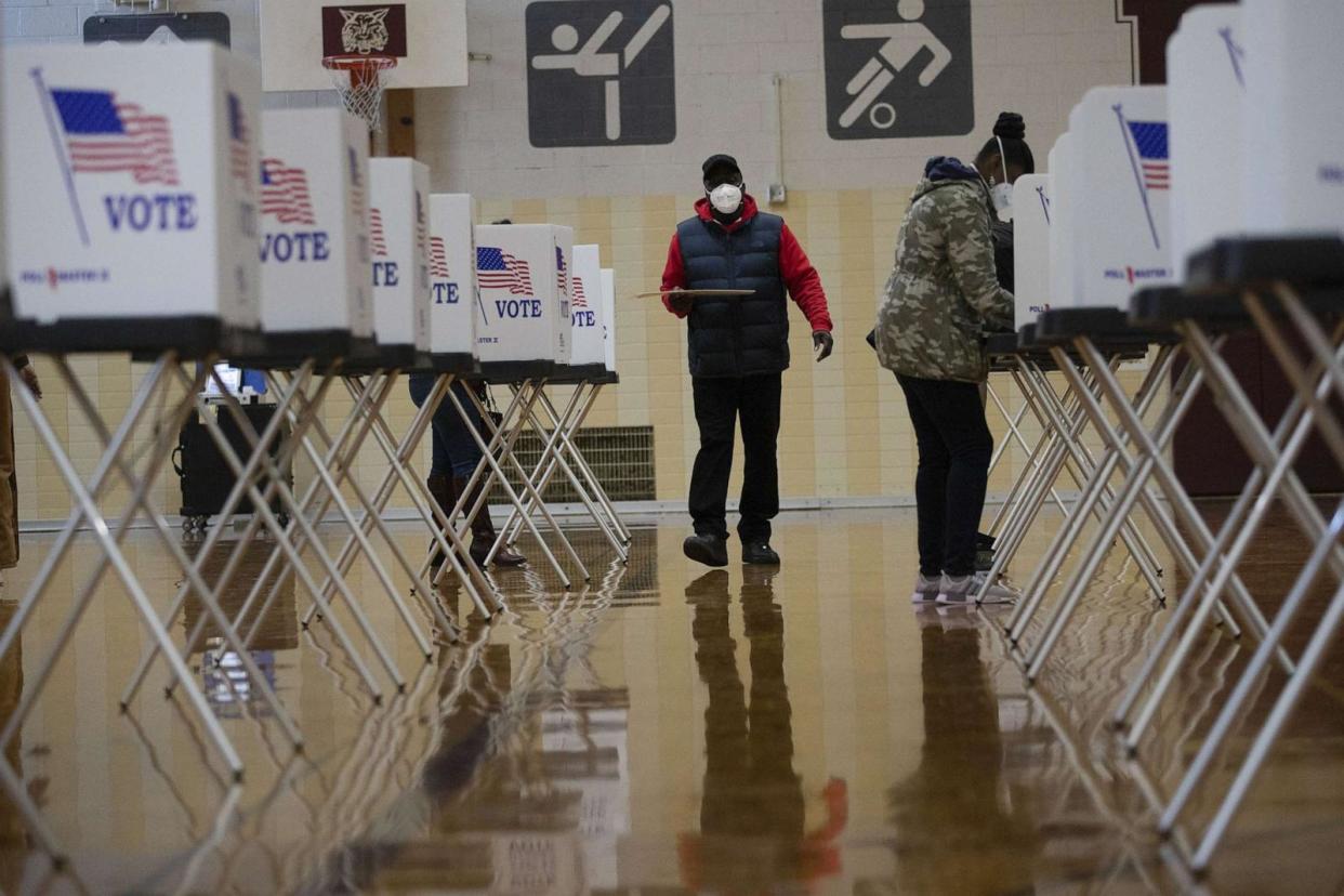 PHOTO: Voters cast their ballot at a polling location in Southfield, Mich., Nov. 3, 2020. (Emily Elconin/Bloomberg via Getty Images, FILE)