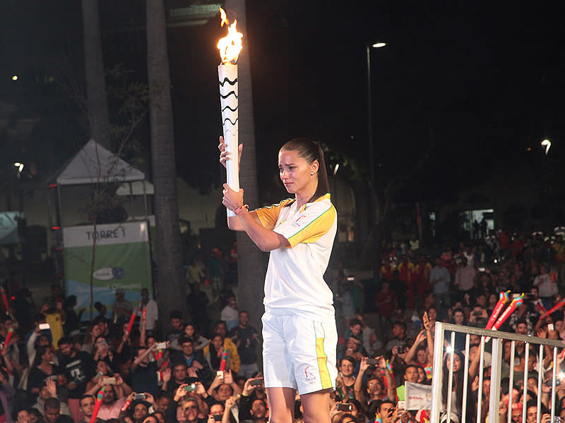 Adriana Lima Cries with Pride as She Carries the Olympic Torch Through