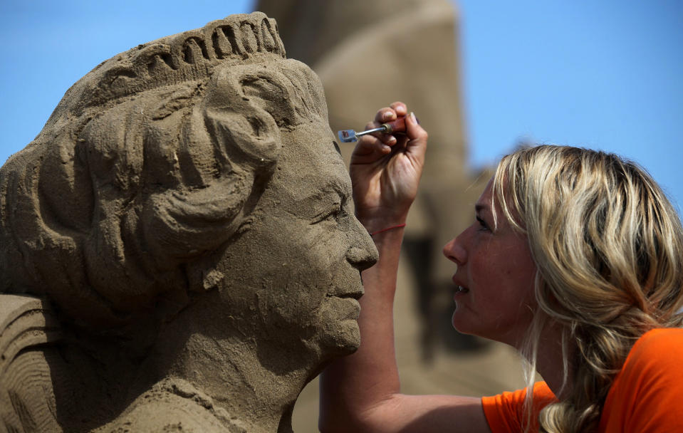 Artists Put The Finishing Touches To The Weston Super Mare Sand Sculptures